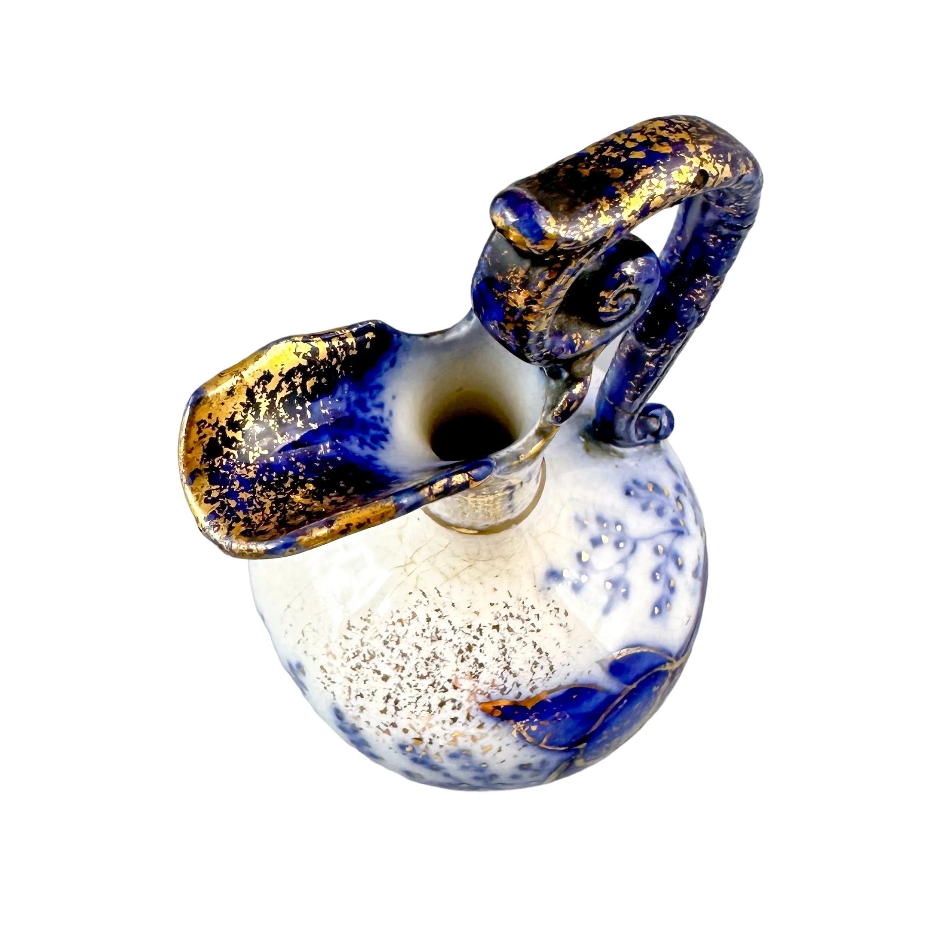 Art Nouveau cobalt blue amphora shaped porcelain pitcher
