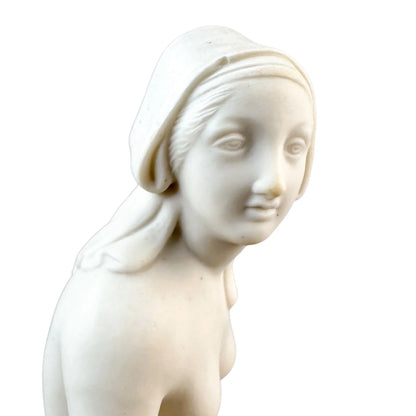 Victorian parian ware ceramic WH Goss Neoclassical figurine of seated nude woman