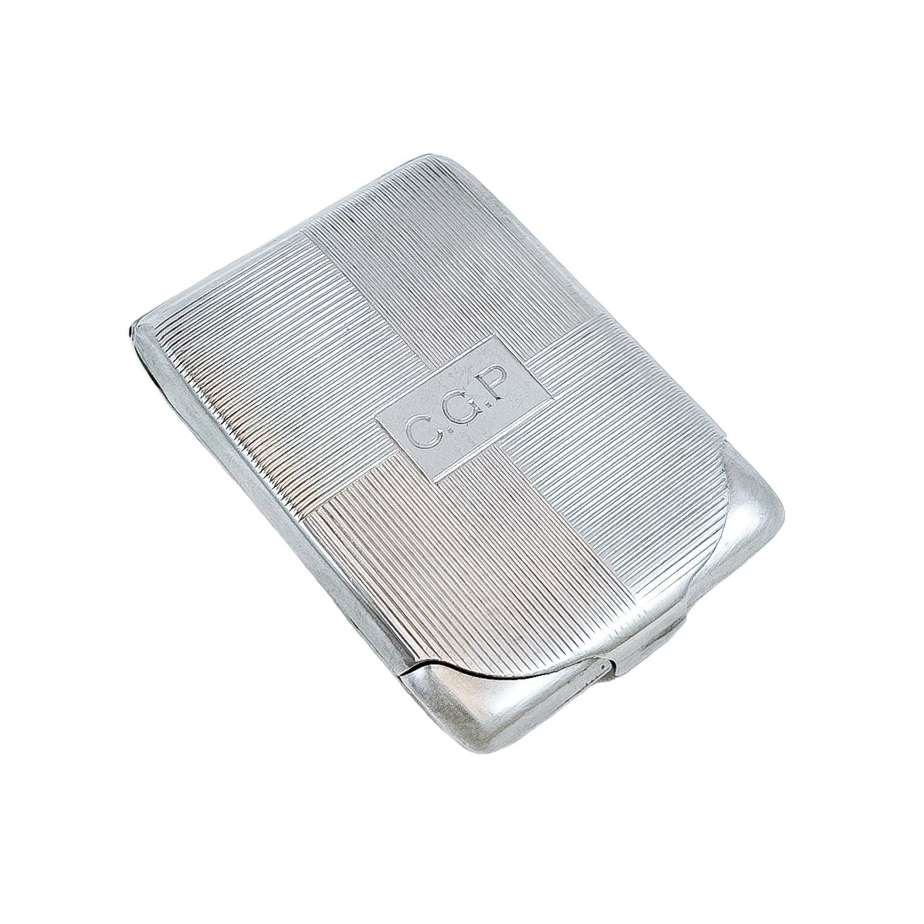 Art Deco Mappin & Webb gilt sterling silver card case with reeded body