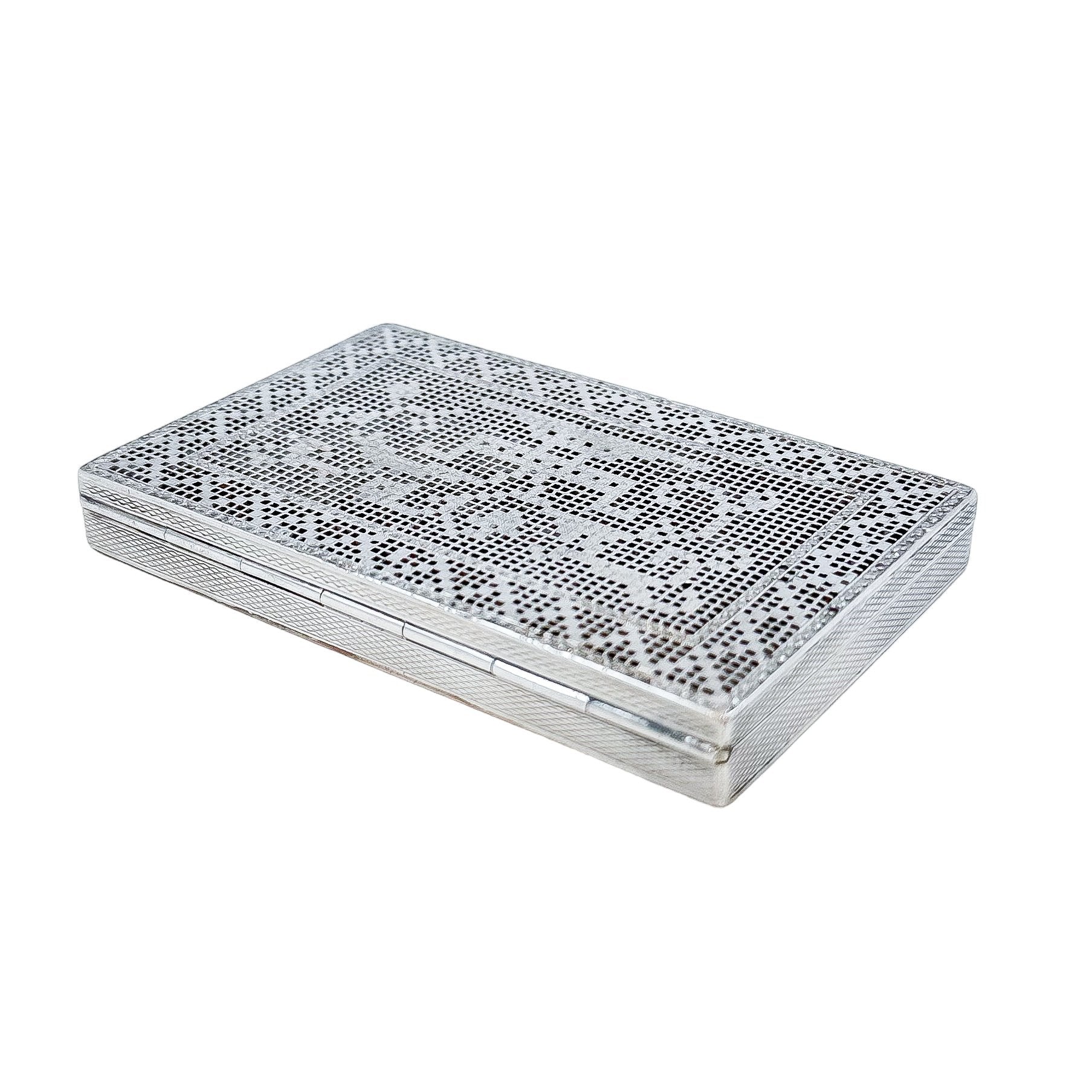German Art Deco silver and marcasite "embroidered" card case