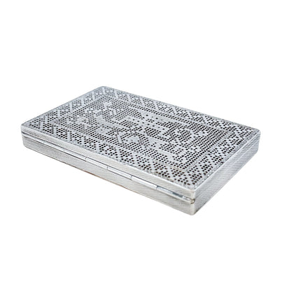 German Art Deco silver and marcasite "embroidered" card case