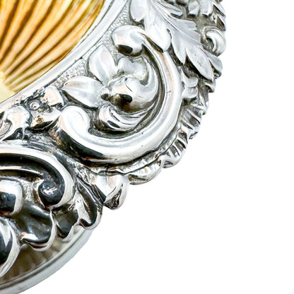 Pair of George III sterling silver gilt pedestal open salts, Rebecca Emes (rare woman silversmith)