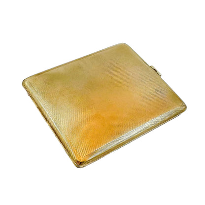 Art Deco 9 kt yellow gold large engine-turned bevelled cigarette case, 93 g