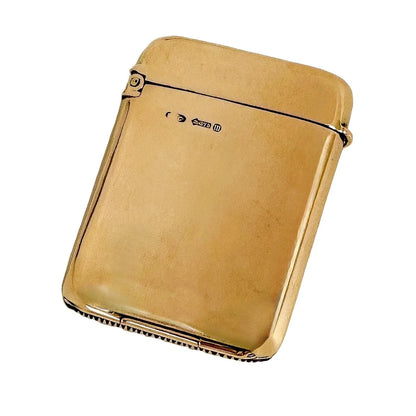 Edwardian 9ct gold vesta match case, Ramsden & Carr, 1907