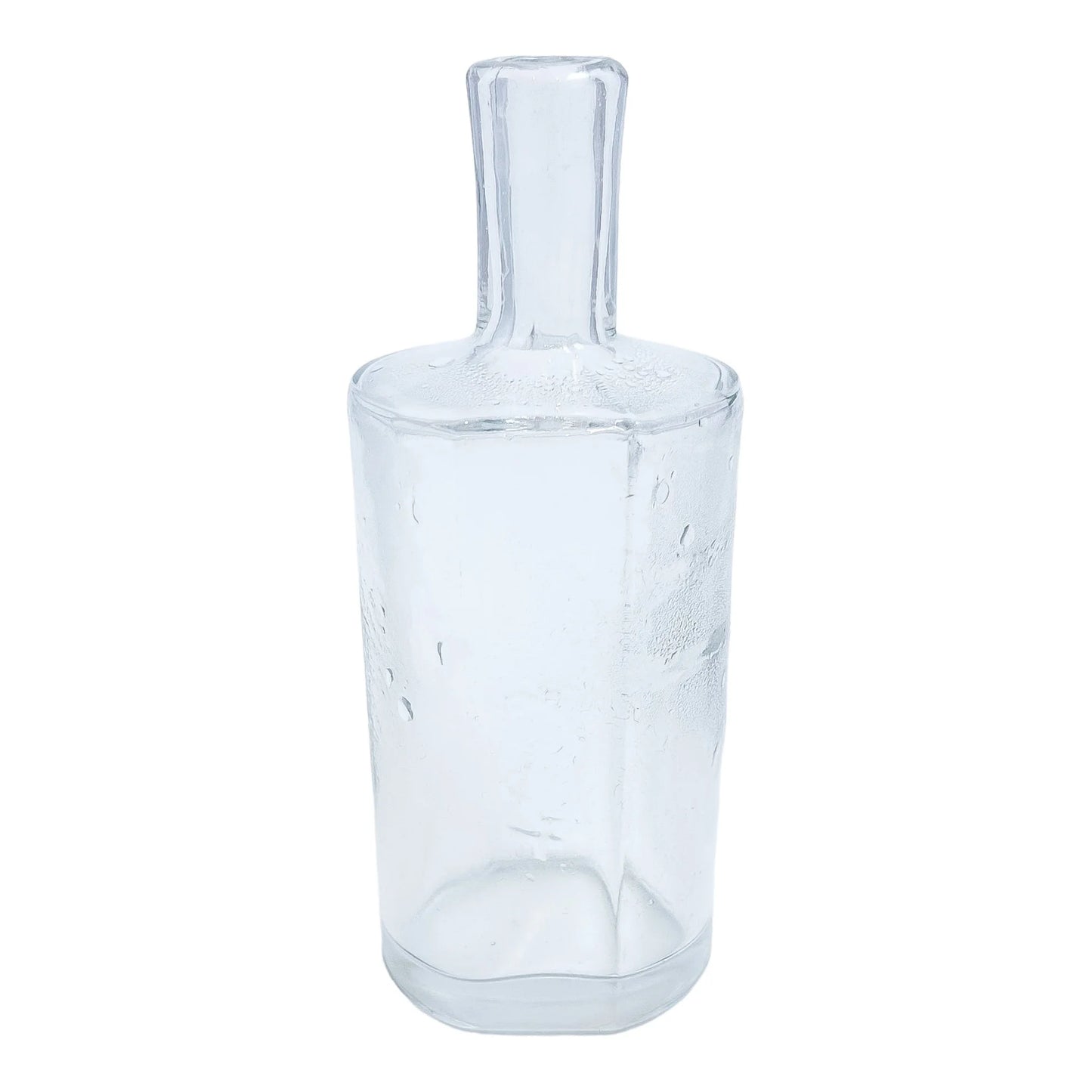 Large Victorian glass perfume scent bottle in Art Nouveau sterling silver pierced sleeve