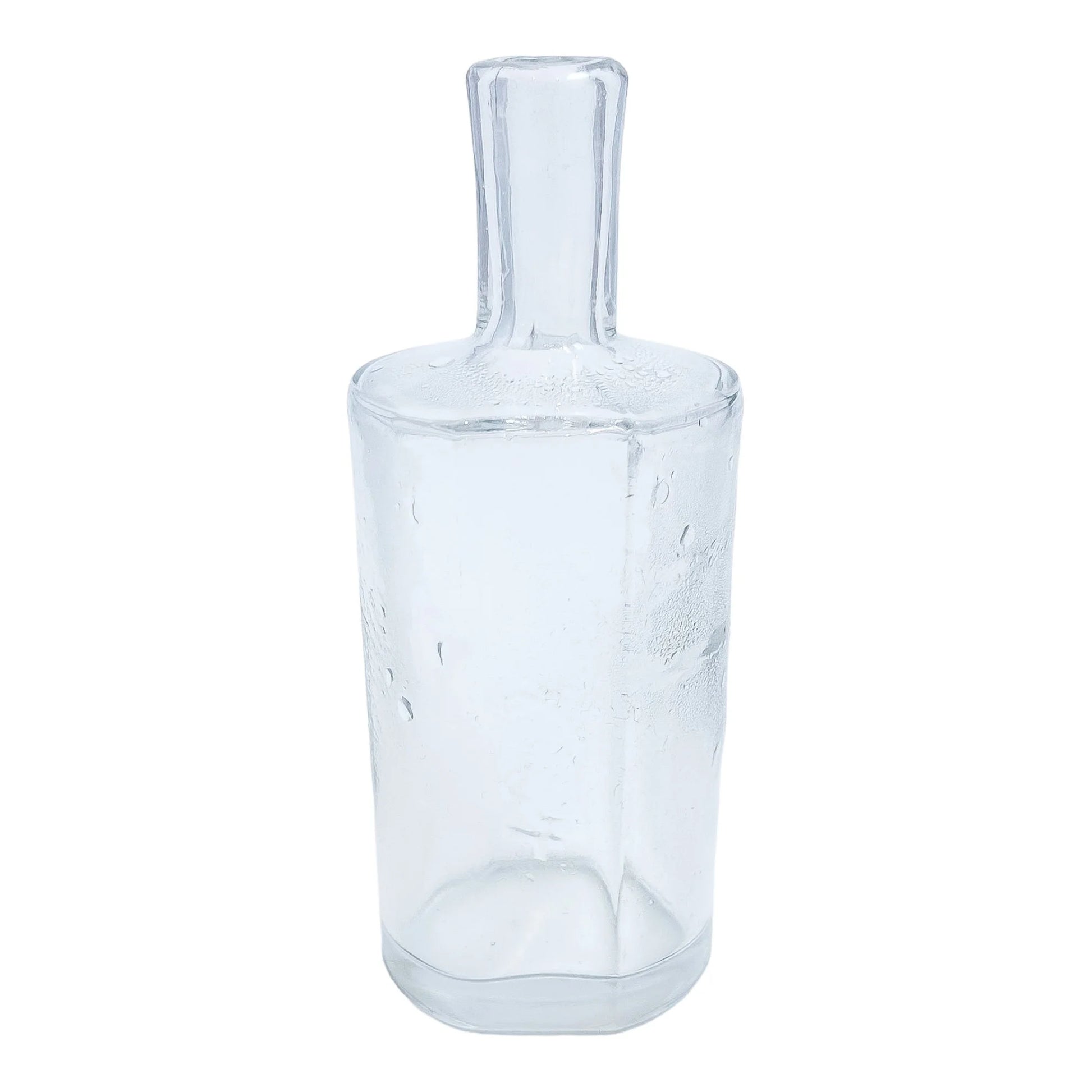 Large Victorian glass perfume scent bottle in Art Nouveau sterling silver pierced sleeve