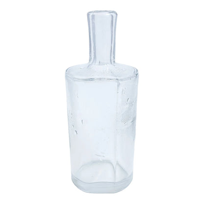 Large Victorian glass perfume scent bottle in Art Nouveau sterling silver pierced sleeve