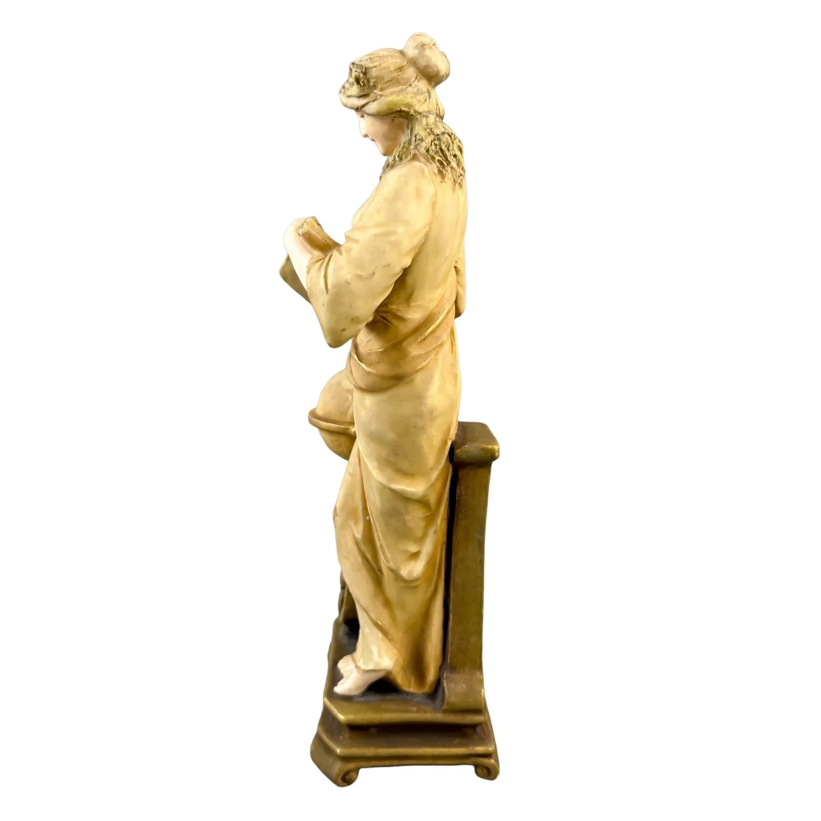 Art Nouveau Turn Wein porcelain figurine of young woman, allegory of "Geography"