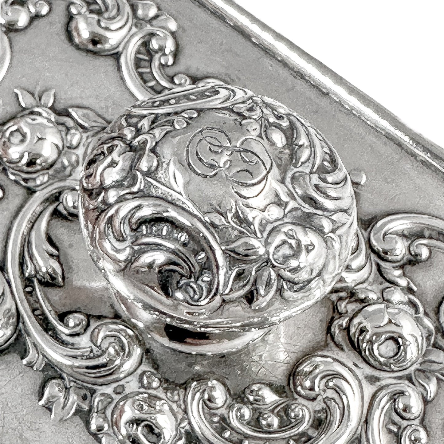 American sterling silver Gorham ink blotter / paper press with scroll embossed detail