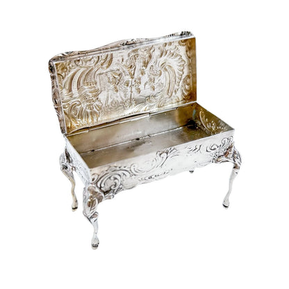 19th century Neoclassical imported Hanau silver miniature table dresser ring / trinket box