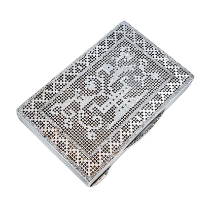 German Art Deco silver and marcasite "embroidered" card case