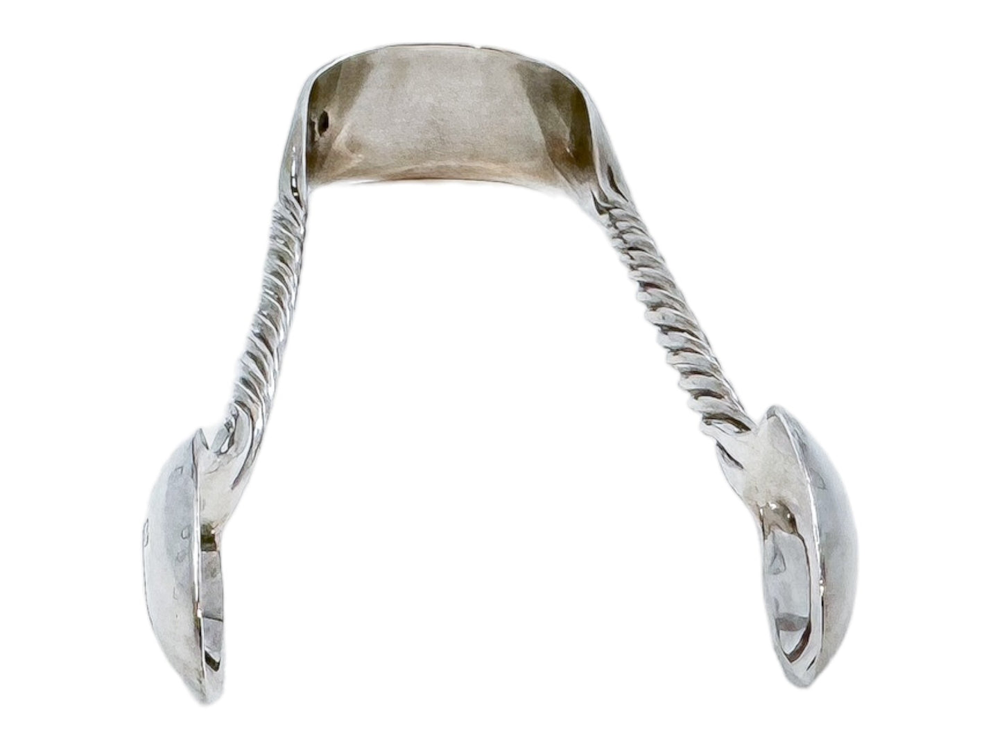 Early Victorian sterling silver sugar tongs with twisted arms and foliate engraving