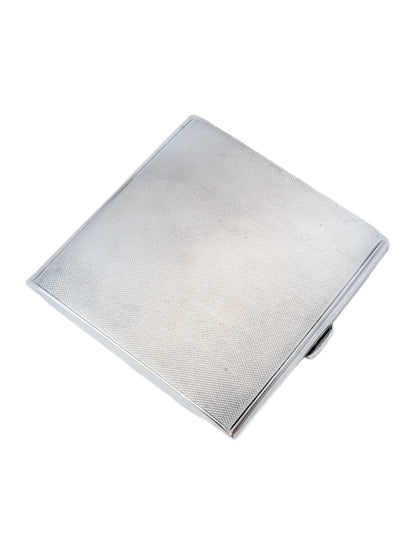 Large Art Deco George V engine-turned cigarette case with gold washed interior