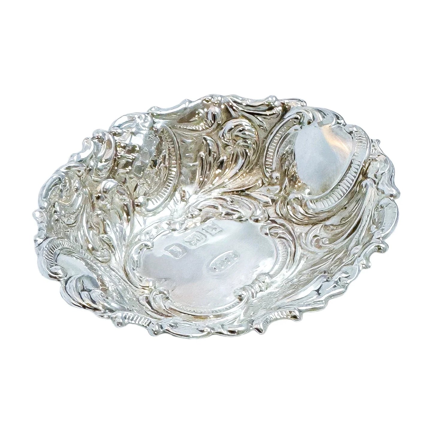 Vintage sterling silver Rococo style sweetmeat bonbon basket