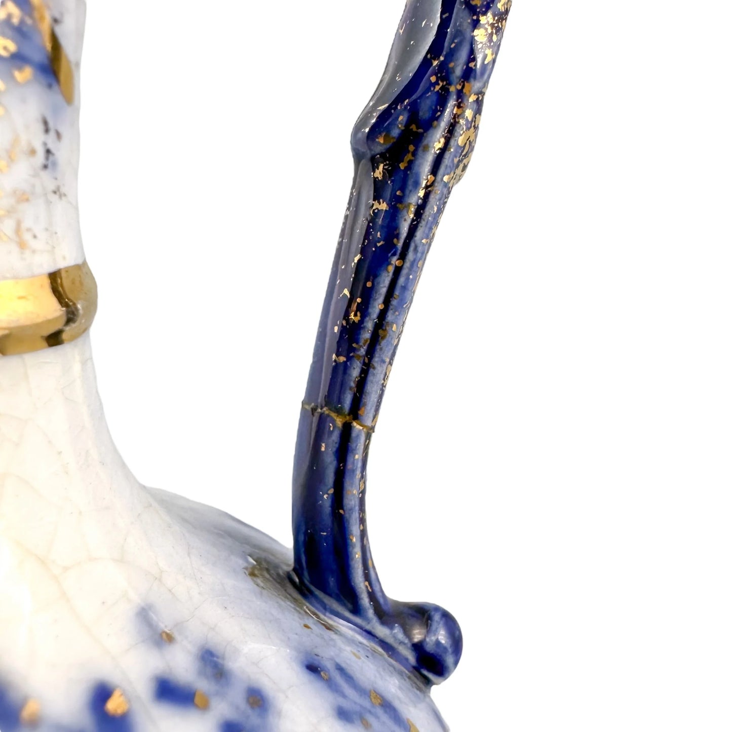 Art Nouveau cobalt blue amphora shaped porcelain pitcher