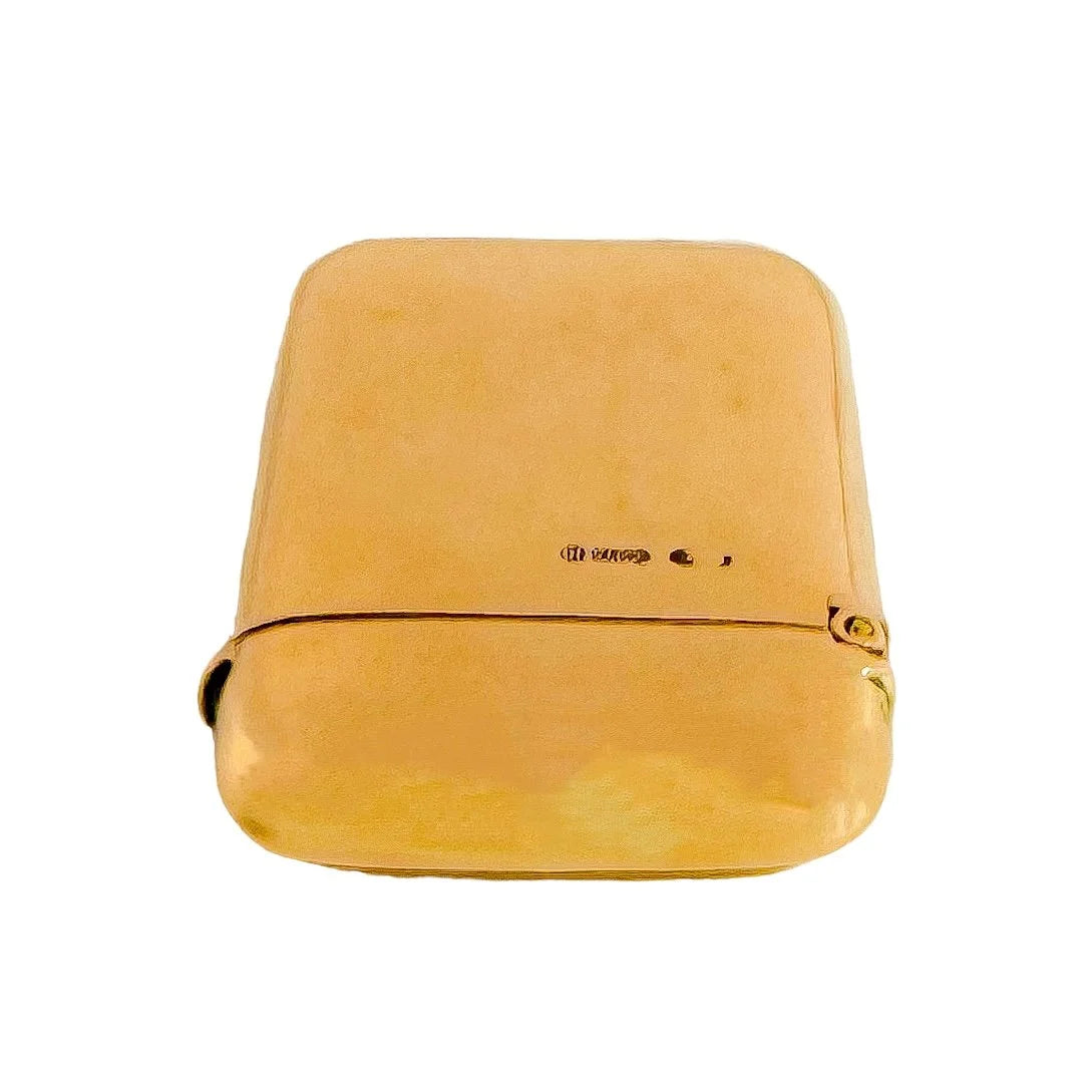 Edwardian 9ct gold vesta match case, Ramsden & Carr, 1907