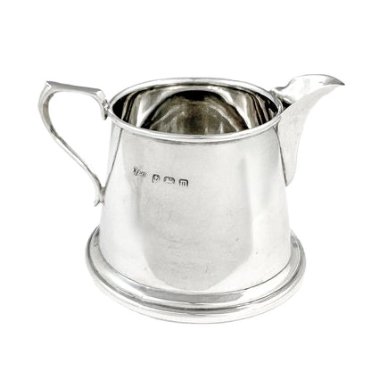 Edwardian sterling silver Art Deco sugar bowl and milk jug set, 1911