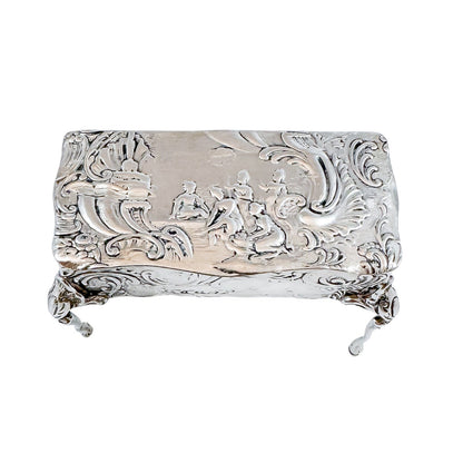 19th century Neoclassical imported Hanau silver miniature table dresser ring / trinket box