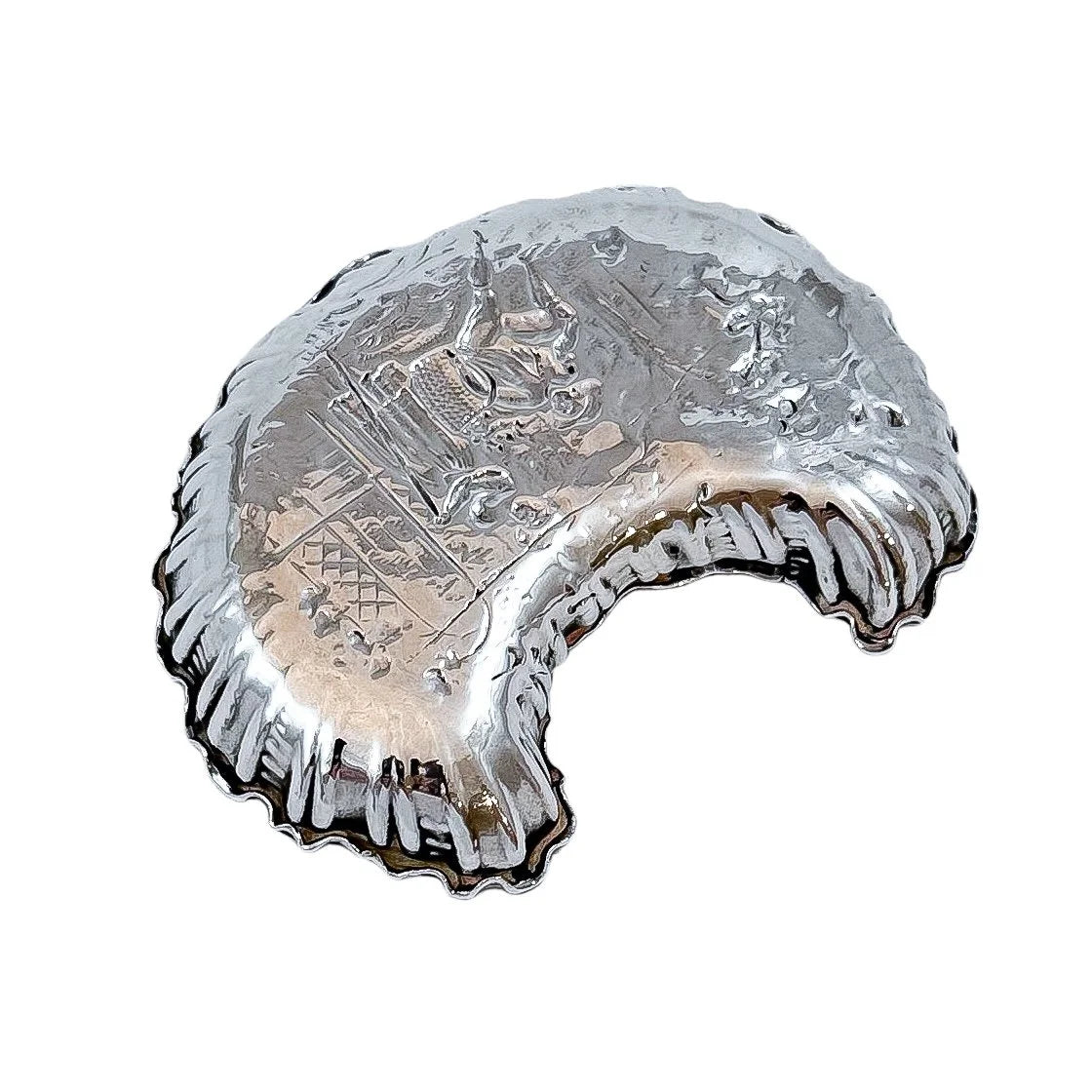 1890's Hanau silver Karl Kurz Silberwarenfabrik crescent bonbon basket / trinket dish