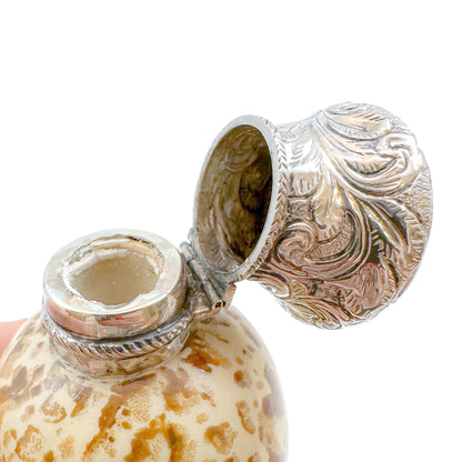 Victorian novelty silver and ceramic scent bottle in the form of bird's egg