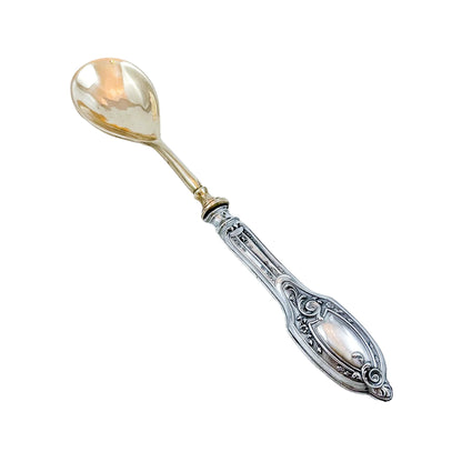 Cased 1940's Portuguese silver salad serving fork and spoon in original presentation box