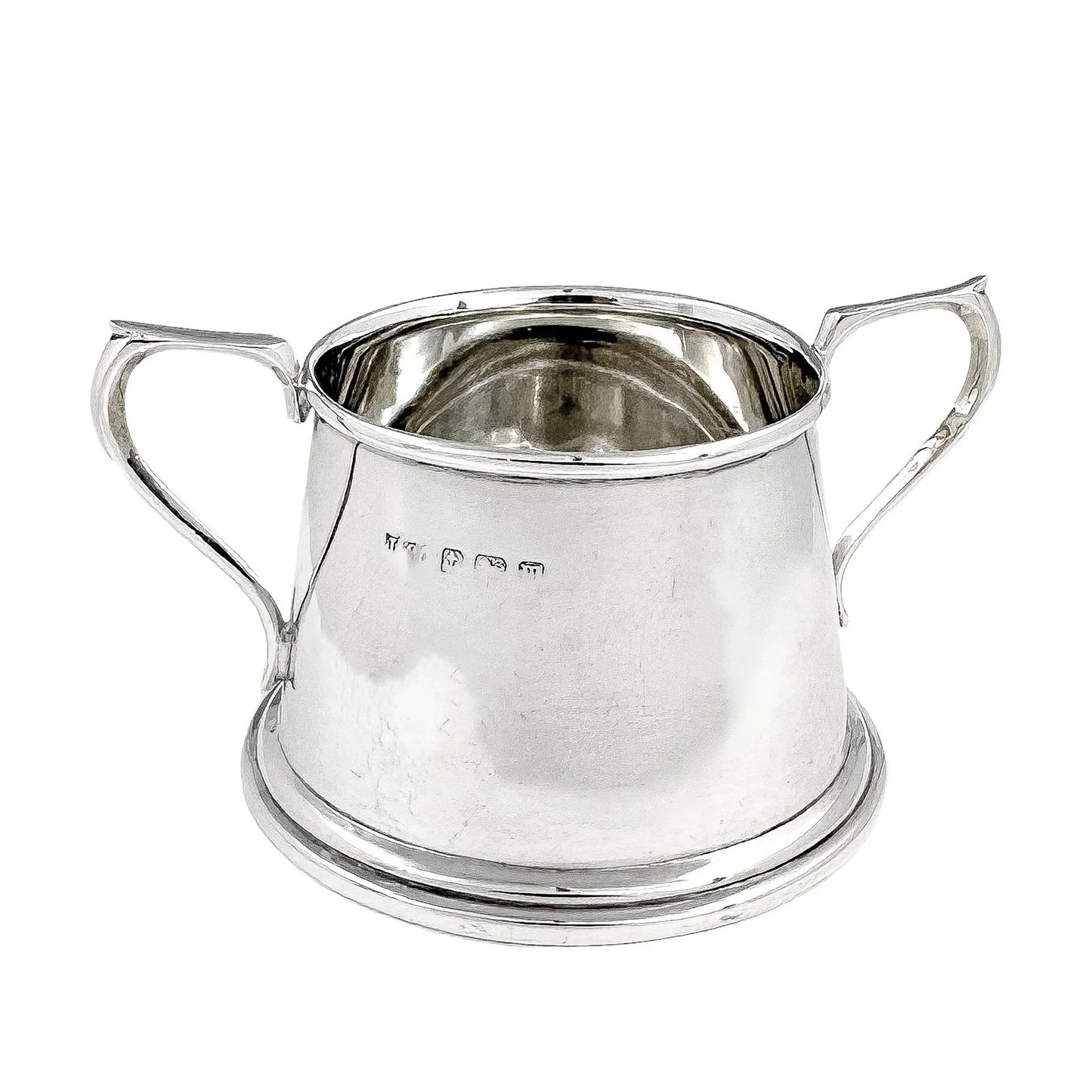 Edwardian sterling silver Art Deco sugar bowl and milk jug set, 1911