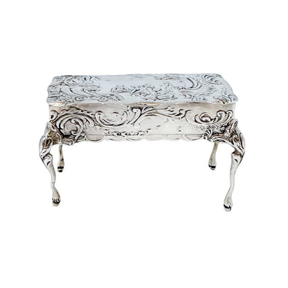 19th century Neoclassical imported Hanau silver miniature table dresser ring / trinket box
