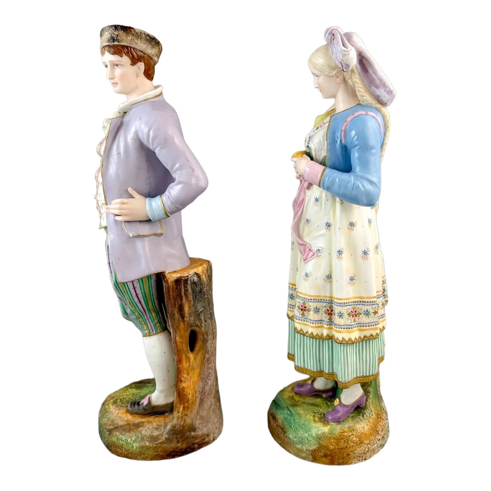 French 1870's Louis Philippe Limoges bisque porcelain figural pair