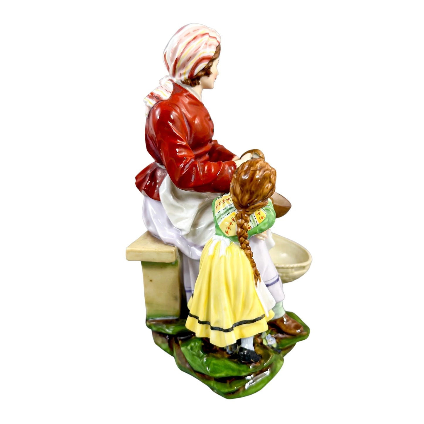 German 1890's Thuringian porcelain figurine of woman peeling potatoes