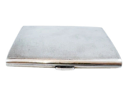 Large Art Deco George V engine-turned cigarette case with gold washed interior