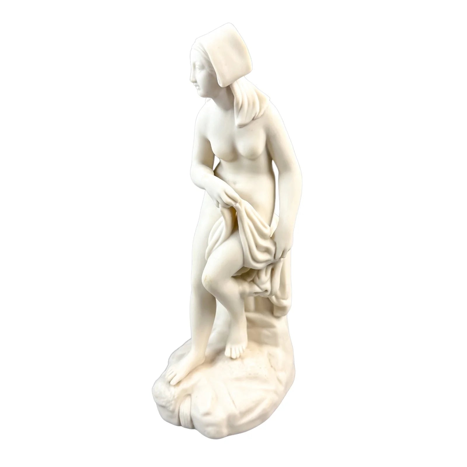 Victorian parian ware ceramic WH Goss Neoclassical figurine of seated nude woman
