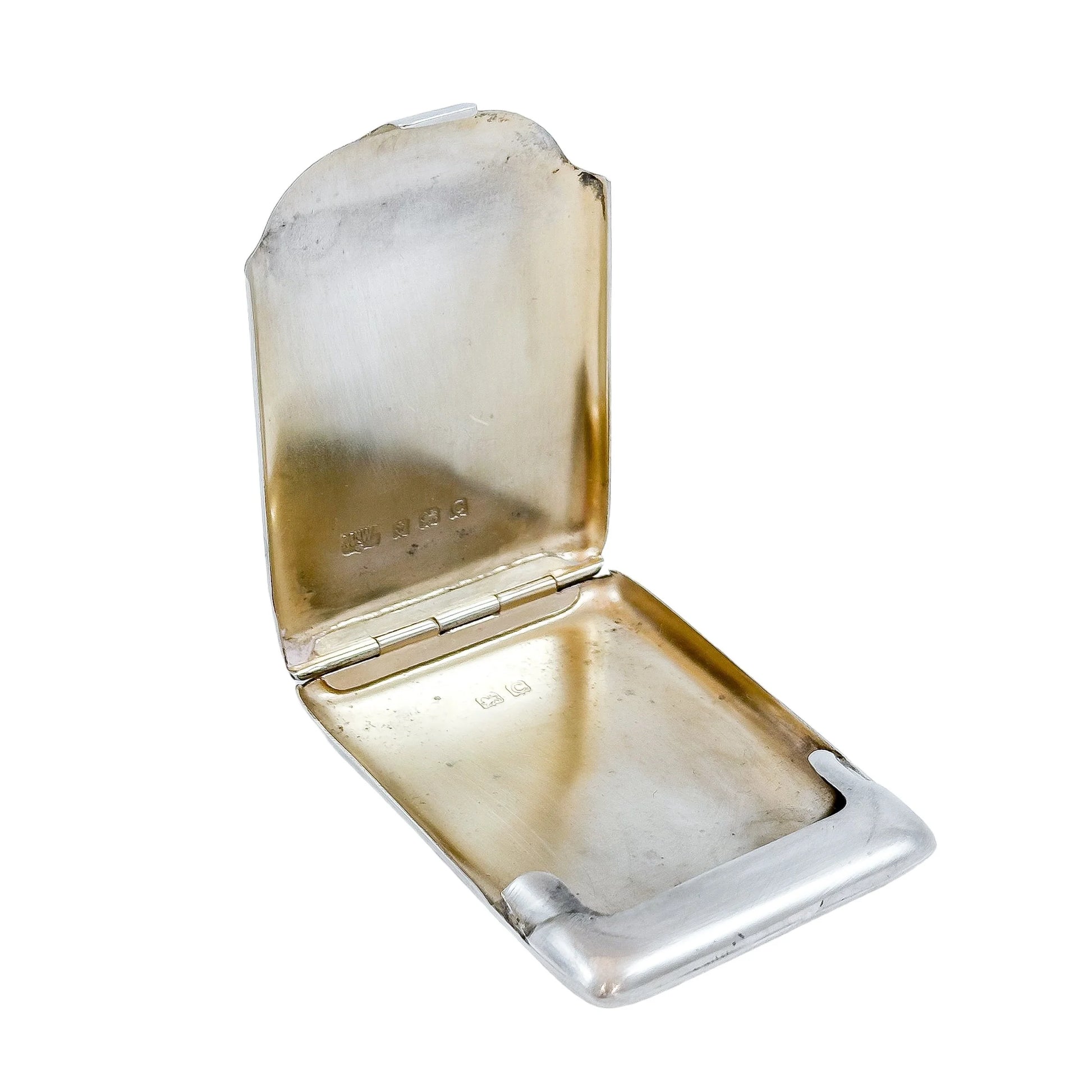Art Deco Mappin & Webb gilt sterling silver card case with reeded body