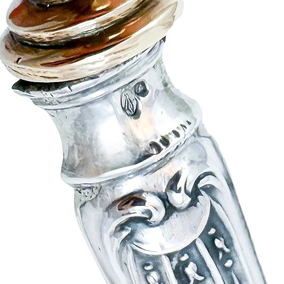 Cased 1940's Portuguese silver salad serving fork and spoon in original presentation box