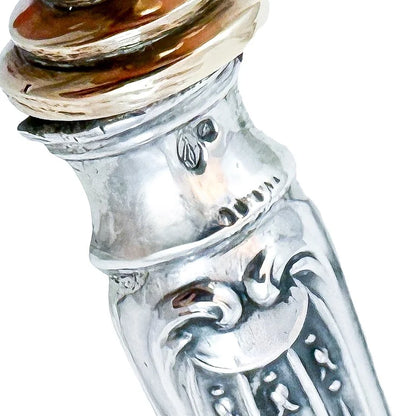 Cased 1940's Portuguese silver salad serving fork and spoon in original presentation box