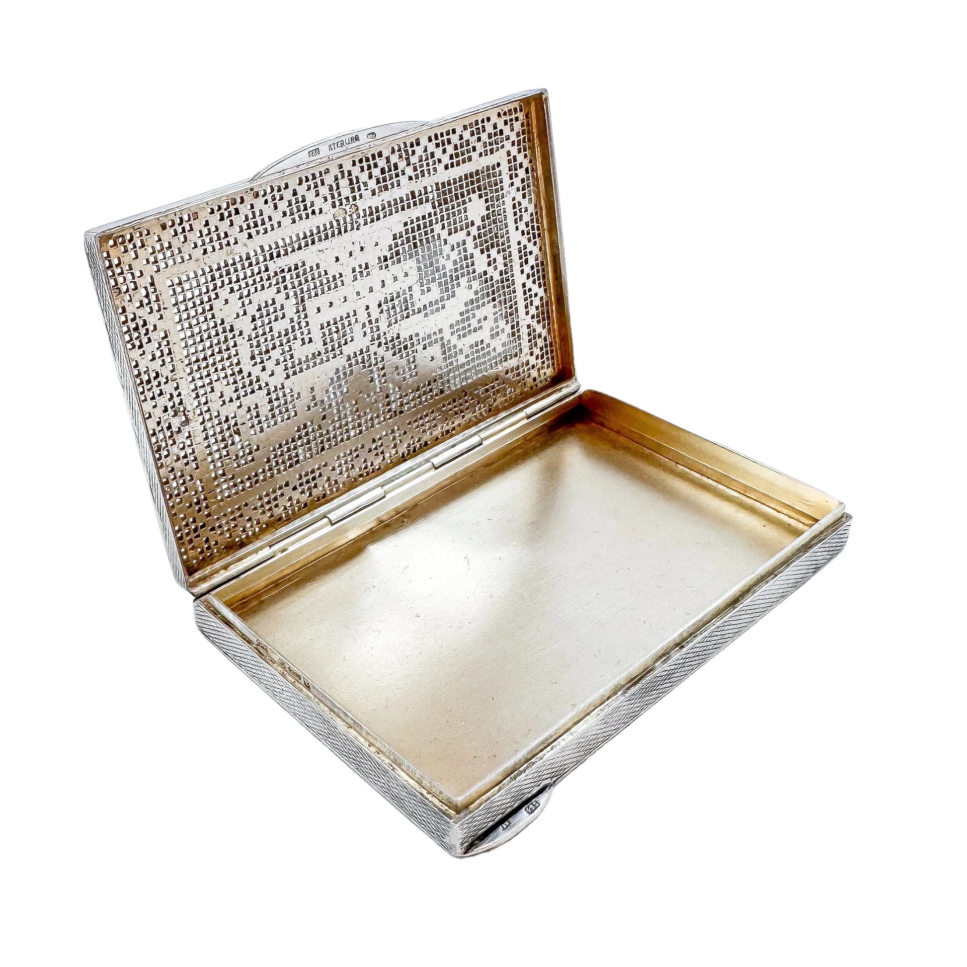 German Art Deco silver and marcasite "embroidered" card case