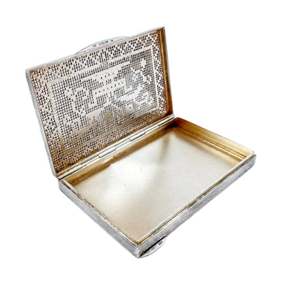 German Art Deco silver and marcasite "embroidered" card case
