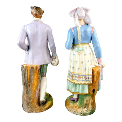 French 1870's Louis Philippe Limoges bisque porcelain figural pair