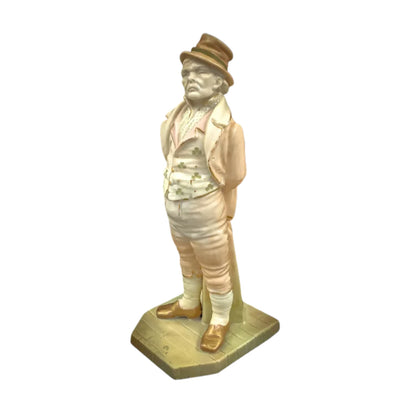 1894 Royal Worcester Irishman figurine by James Hadley in blush porcelain, "Countries of the World" series