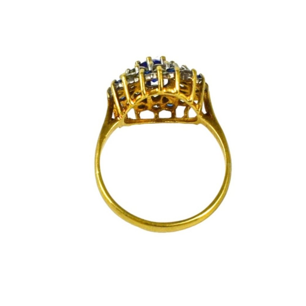 Vintage 1970’s 9ct yellow gold spinel cluster cocktail dress ring, size N 1/2