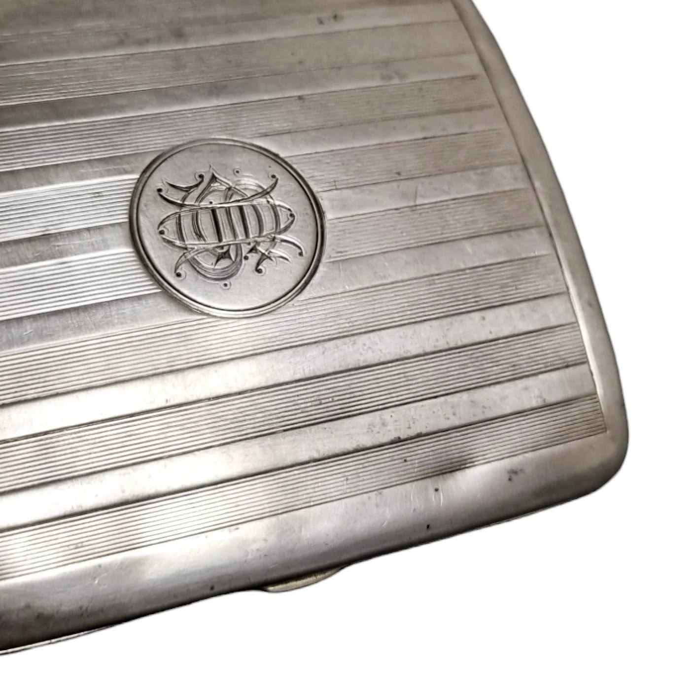Edwardian gilt sterling silver cigarette case, engine turned, A & J Zimmerman 1908