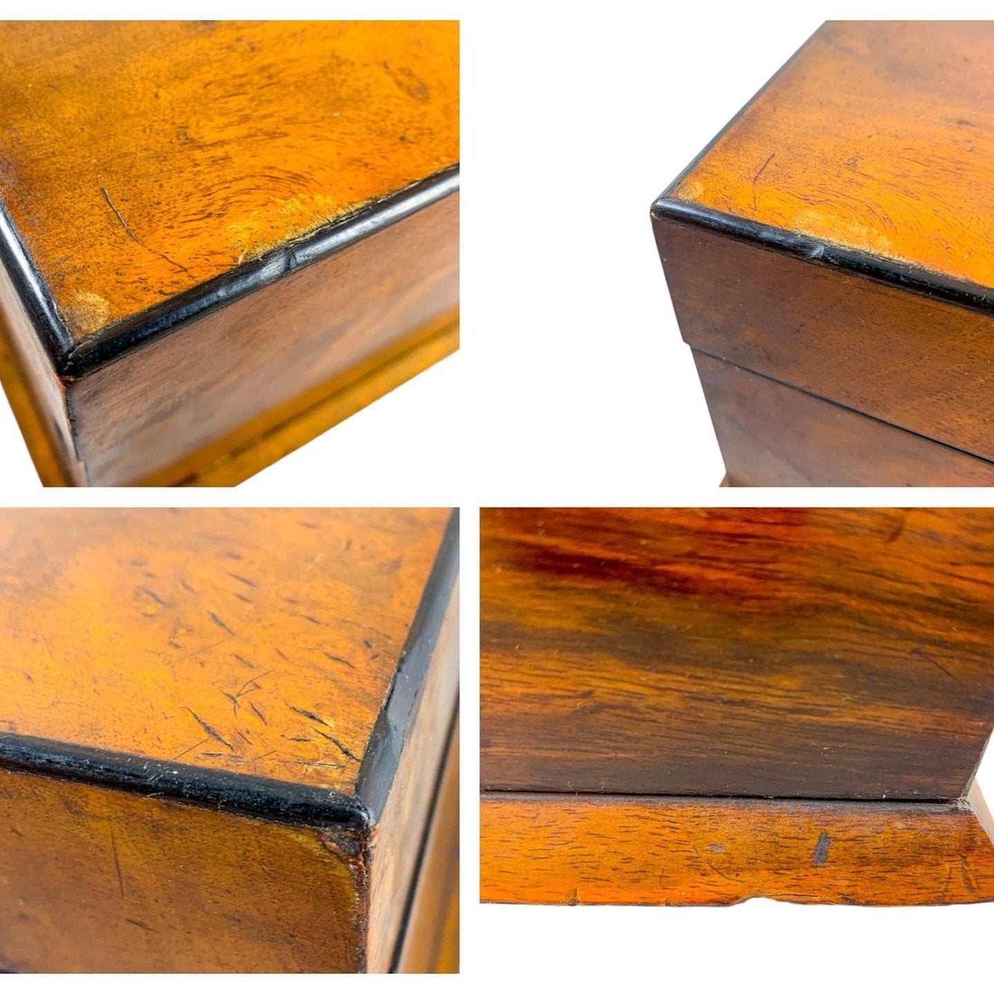 Victorian walnut work and jewellery box with carry handle and button-tufted silk interior