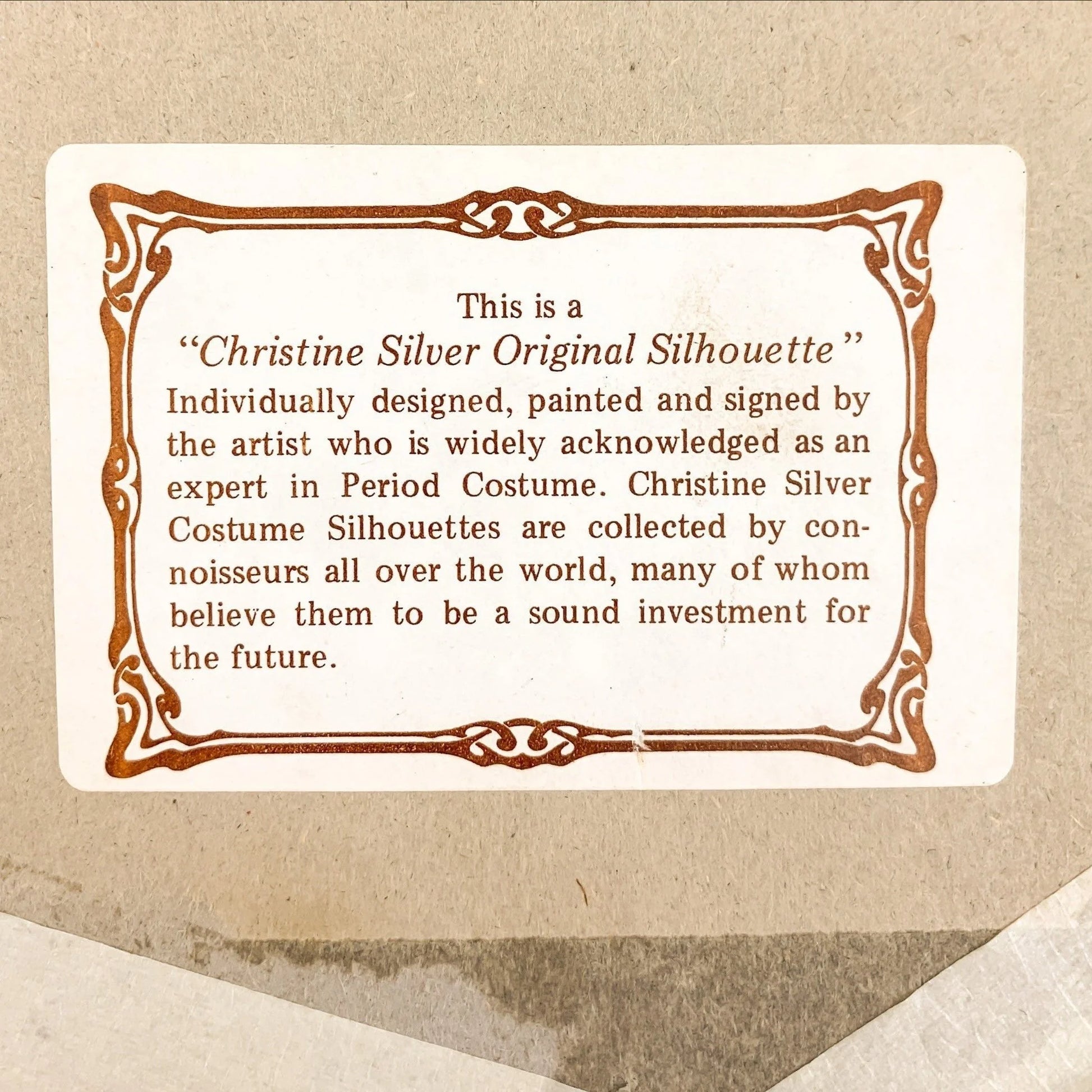 Large Christine Silver full silhouette oval portrait, glazed, mounted, sepia watercolour and pencil, signed