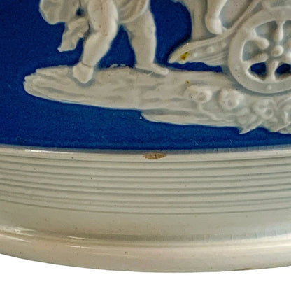 1810’s Chetham and Woolley Georgian blue jasperware cider jug featuring putti