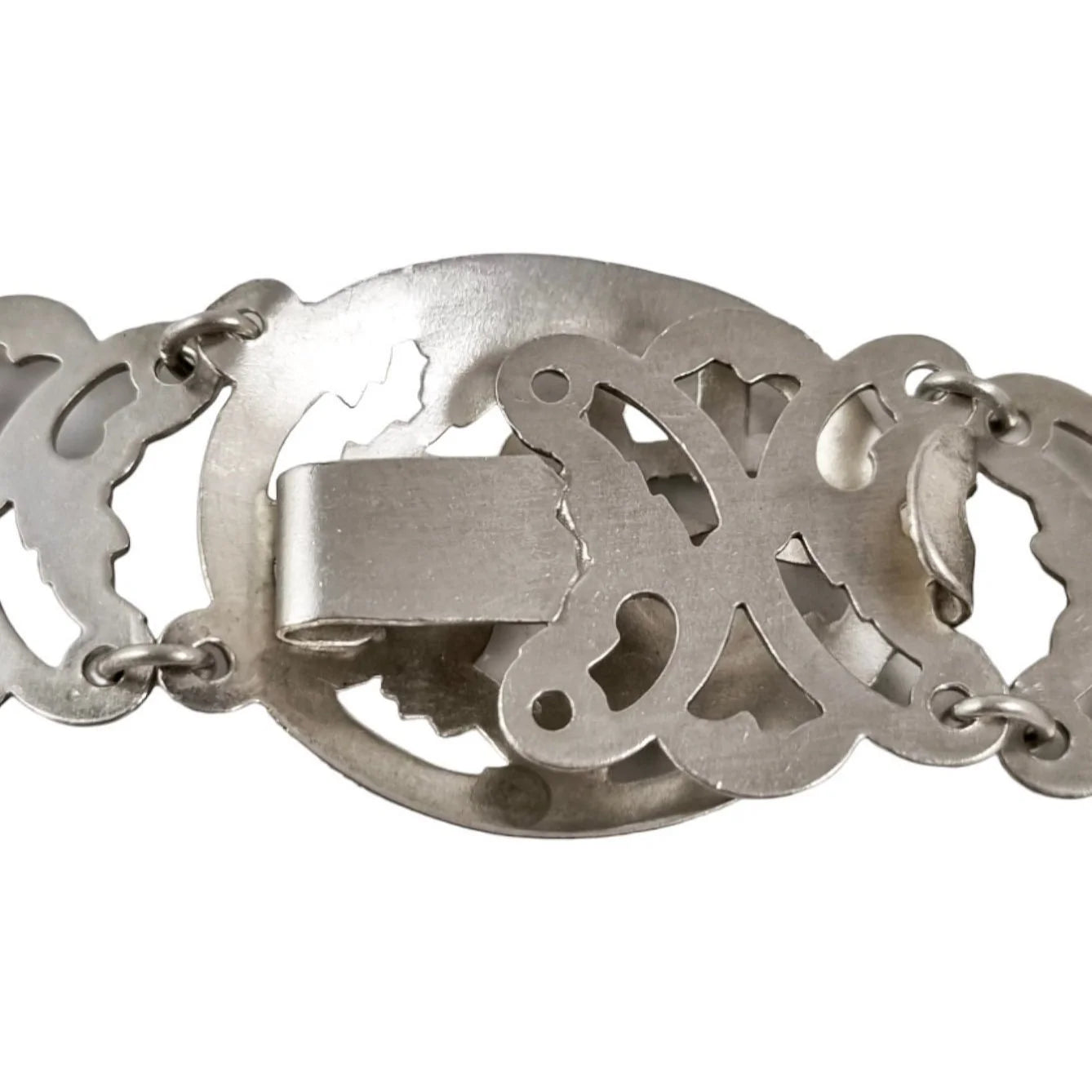 Straits Chinese Peranakan Baba Nyonya solid silver link belt with rooster clasp