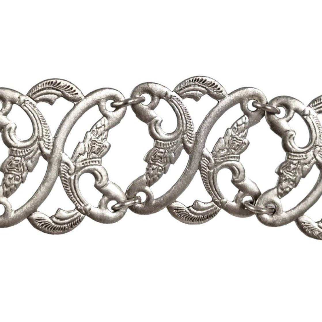 Straits Chinese Peranakan Baba Nyonya solid silver link belt with rooster clasp