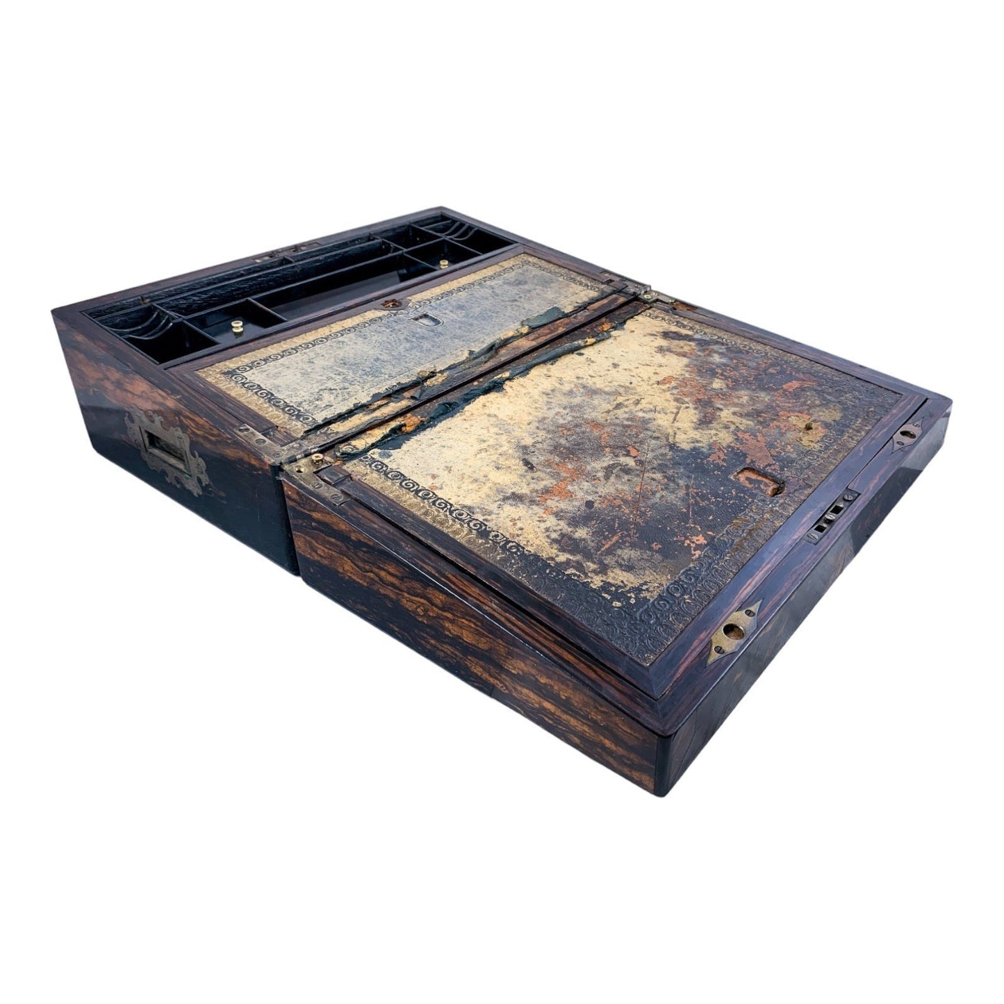 Victorian huge coromandel writing slope mother-of-pearl inlay, fitted handles