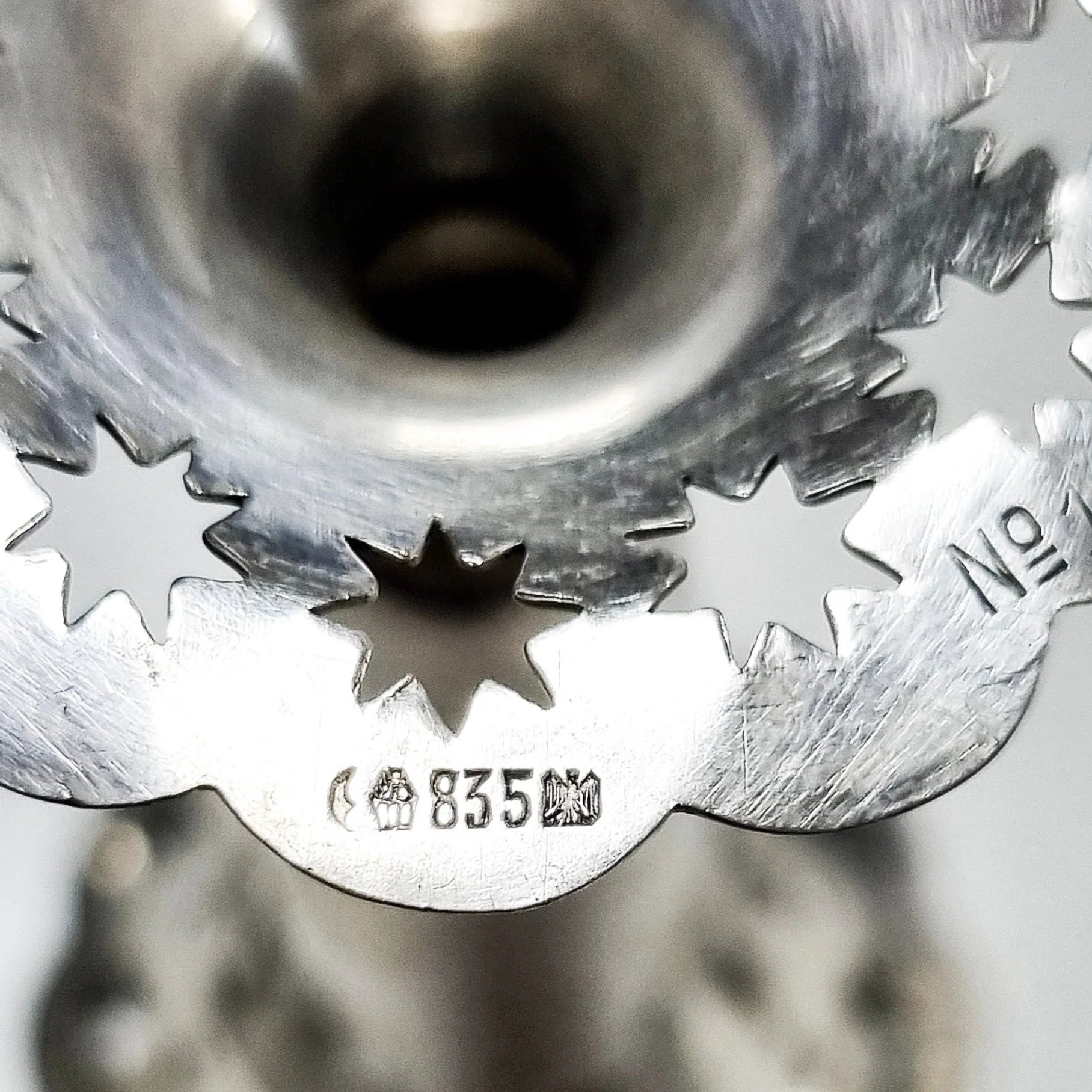 Edwardian German 835 solid silver pair of spill bud vases Bruckmann & Söhne, pierced star design