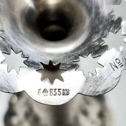 Edwardian German 835 solid silver pair of spill bud vases Bruckmann & Söhne, pierced star design