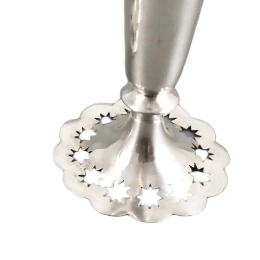 Edwardian German 835 solid silver pair of spill bud vases Bruckmann & Söhne, pierced star design