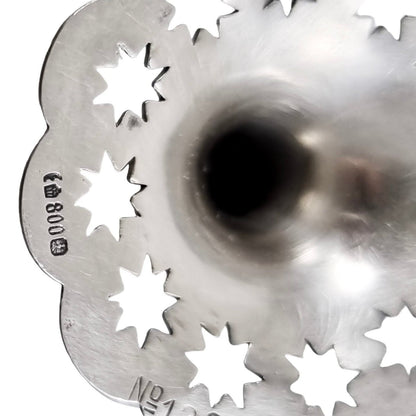 Edwardian German 835 solid silver pair of spill bud vases Bruckmann & Söhne, pierced star design